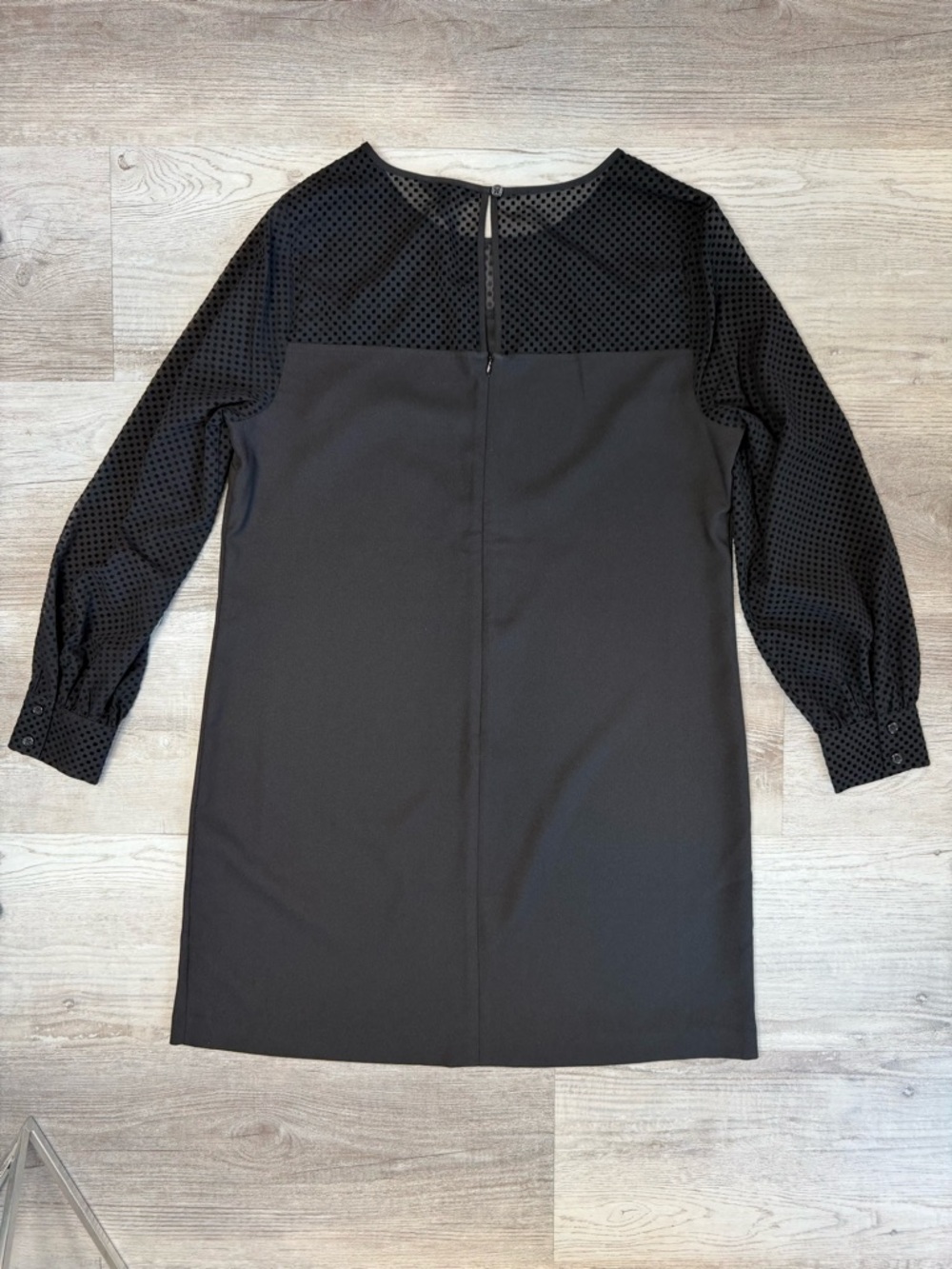 Banana Republic Black Balloon Sleeve Shift Dress Swiss Dot Mesh Yoke Size 14 NWT - Picture 5 of 12